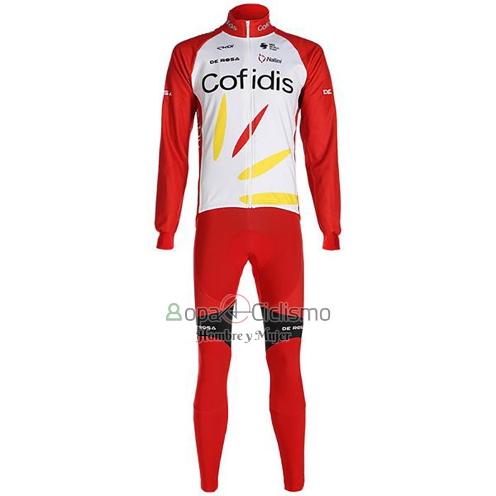 Cofidis Ropa Ciclismo Culotte Largo 2020 Mangas Largas Blanco Rojo
